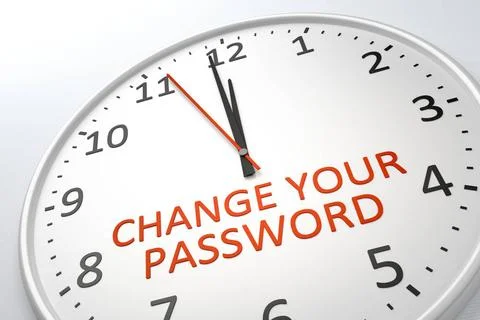 Clock with text change your password 3D rendering of a nice clock with tex... Stock Photos