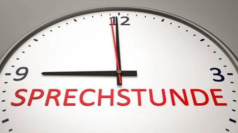 Clock with text An image of a typical clock with text consultation in germ... Stock Photos