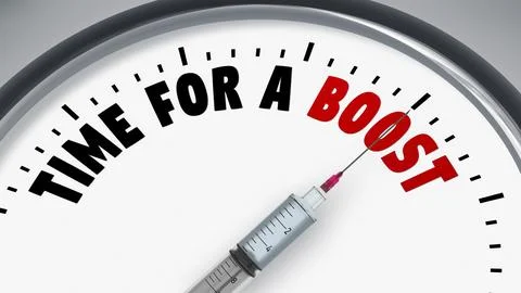 A clock with text time for a boost. 3d illustration Stock Illustration
