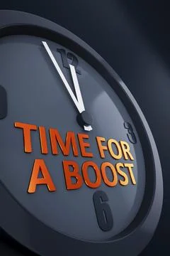 A clock with text time for a boost 3D illustration Stock Illustration