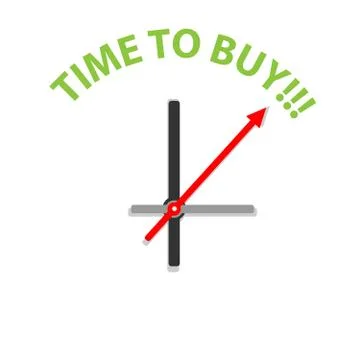 Clock with text time to buy isolated on white background. Stock Illustration