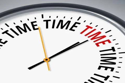 Clock with text time Stock Photos