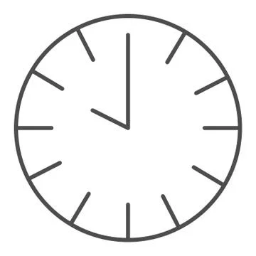 Clock thin line icon. Circle time clock symbol, outline style pictogram on white Stock Illustration
