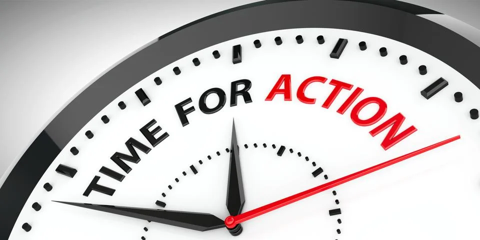 Clock - Time for action Stock Illustration