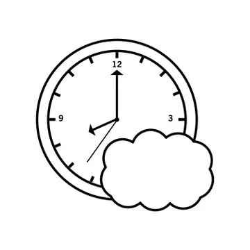 Clock time and cloud isolated icon Stock Illustration