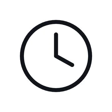 Clock Time Black White Line Icon Editable Stroke Vector Symbol Stock Illustration