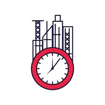Clock time with cityscape Ilustración de archivo