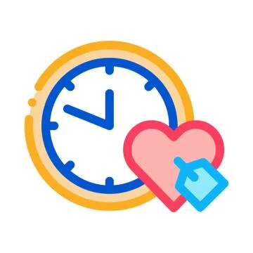 Clock Time Heart Icon Vector Outline Illustration 스톡 일러스트