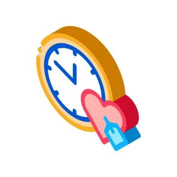 Clock Time Heart isometric icon vector illustration Illustrazione stock