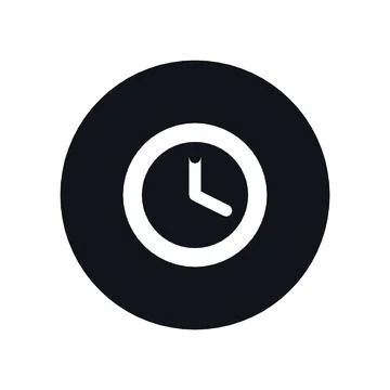 Clock Time Icon Black Circle Button Business Finance Symbol Vector Stock Illustration