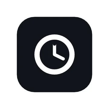Clock Time Icon Black Rounded Square Button Business Finance Symbol Vector Stock Illustration