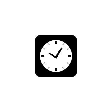 Clock time icon in black. Vector on isolated white background. Eps 10. Stock Illustration