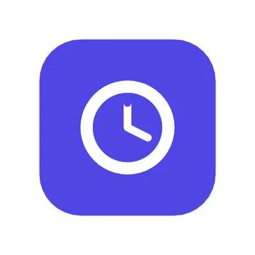 Clock Time Icon Color Rounded Square Button Business Finance Symbol Vector Stock Illustration