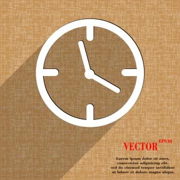 Clock time icon symbol Flat modern web design with long shadow and space for  Stock Illustration