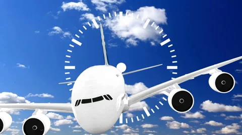 Clock Time Lapse with cloud and sky airplane Stock Footage 40787858