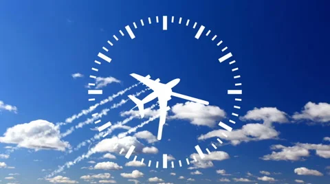 Clock Time Lapse with cloud and sky airplane Stock Footage 40787912