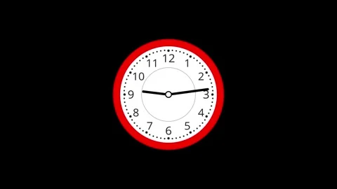 Clock Time-lapse Loop. Black, White, and Red Analog Wall Clock. Time passed. Stock Footage 314676555