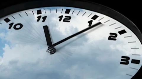 Clock in time-lapse loop sequence with stormy clouds in the background Stock Footage 8678949