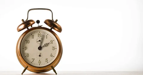 Clock time lapse on white background with negative space Video stock 128255762