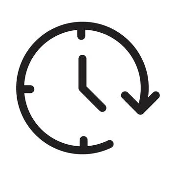 Clock time linear logo mark in black and white イラスト素材