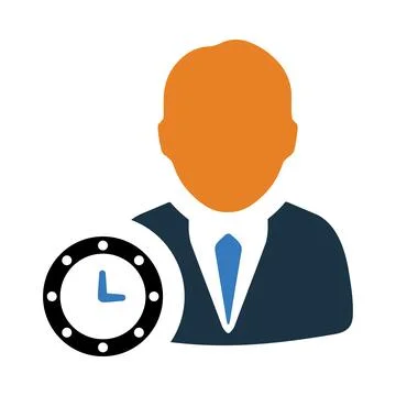 Clock, time , man, admin, man on time icon Stock Illustration