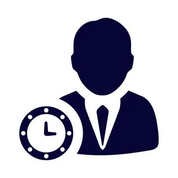 Clock, time , man, admin, man on time icon Stock Illustration