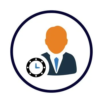 Clock, time , man, admin, man on time icon Stock Illustration