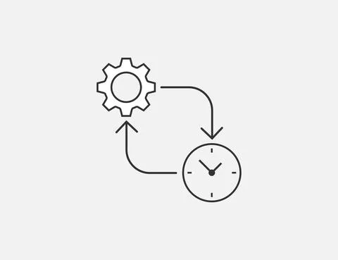 Clock, time management icon. Vector illustration. Flat design. Stock Illustration