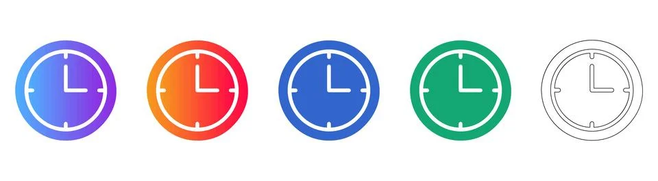 Clock Time Management Icons Set Stock Illustration