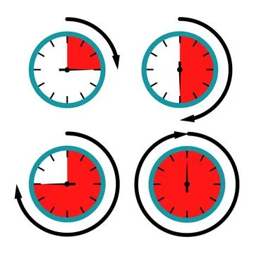 Clock Time Rotation Infographic. Vector Illustration of Hour Progression Stock Illustration