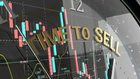 Clock. Time to sell text. Stock market, business. Vidéo 318419846