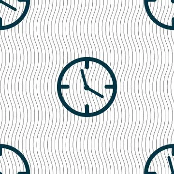 Clock time sign icon. Mechanical watch symbol. Seamless pattern with geometric t Illustrazione stock