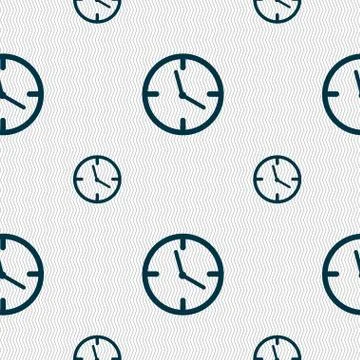 Clock time sign icon. Mechanical watch symbol. Seamless pattern with geometric t Stock Illustration