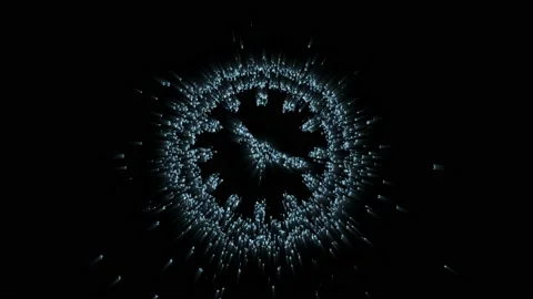 Clock is a time symbol in digital space Stock Footage 98433915