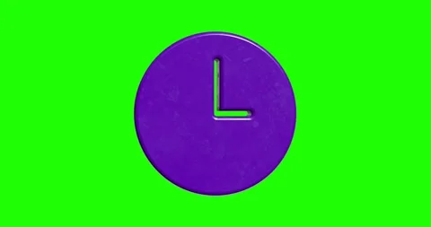 Clock time timer 3D rotation animation 4k looped video. Purple glossy clock.. Stock Footage 337896191