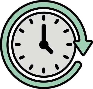 Clock time tracker with circular arrow symbol Illustrazione stock