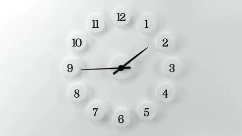 Clock time. White clock on white background 스톡 동영상 318307766