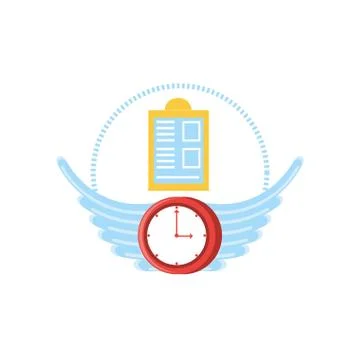 Clock time with wings isolated icon Stock Illustration