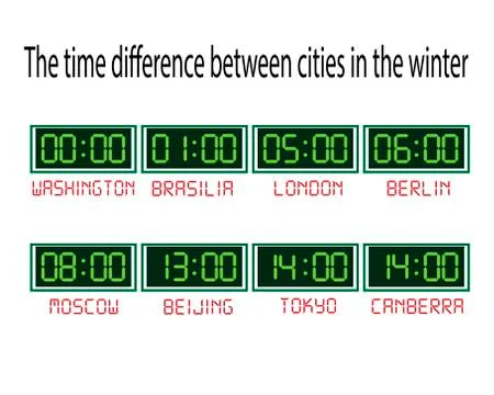Clock with time zones on a white background Stock Illustration