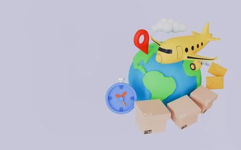Clock timer and pin locator, Express package delivery service concept Stock Illustration