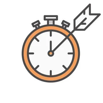 Clock timer with arrow vector icon for computer and mobile phone apps Stock Illustration