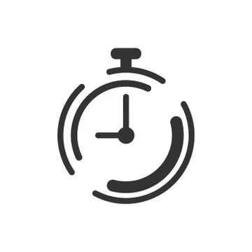 Clock timer icon in flat style. Time alarm illustration on white isolated bac Illustrazione stock