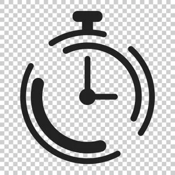 Clock timer icon in flat style. Time alarm illustration on isolated transpare 스톡 일러스트