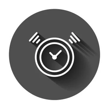 Clock timer icon in flat style. Time alarm illustration with long shadow. Sto Illustrazione stock