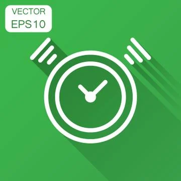 Clock timer icon in flat style. Time alarm illustration with long shadow. Sto Stock Illustration
