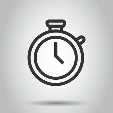 Clock timer icon in flat style. Time alarm illustration on white background.  Stock Illustration