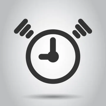 Clock timer icon in flat style. Time alarm illustration on white background.  库存插图