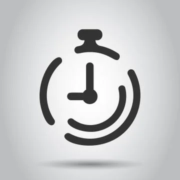 Clock timer icon in flat style. Time alarm illustration on white background.  Stock Illustration