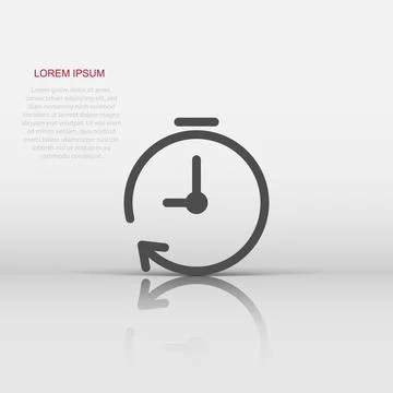 Clock timer icon in flat style. Time alarm illustration on white isolated b.. Stock Illustration
