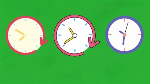 Clock Timer Icon Set with Analog Time Symbols on Green  and white Background Video stock 327177672